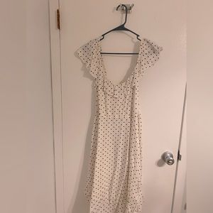 Cream w/ black polka dot ruffle dress